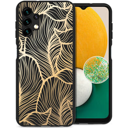 Design hoesje voor de Samsung Galaxy A13 (5G) / A04s - Bladeren / Zwart
