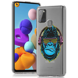 Design hoesje voor de Samsung Galaxy A21s - Aap - Blauw