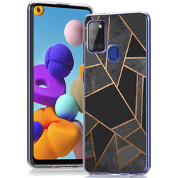 Design hoesje voor de Samsung Galaxy A21s - Grafisch Koper / Zwart