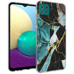 Design hoesje voor de Samsung Galaxy A22 (5G) - Marmer - Gebroken Blauw