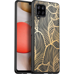 Design hoesje voor de Samsung Galaxy A42 - Bladeren / Zwart