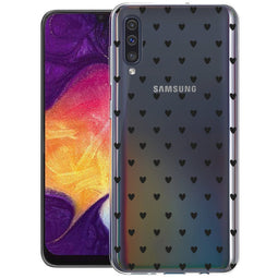 Design hoesje voor de Samsung Galaxy A50 / A30s - Hartjes - Zwart