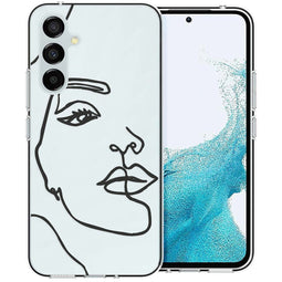 Design hoesje voor de Samsung Galaxy A54 (5G) - Abstract Gezicht - Wit / Zwart