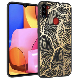 Design hoesje voor de Samsung Galaxy M11 / A11 - Bladeren / Zwart