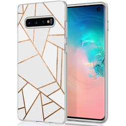 Design hoesje voor de Samsung Galaxy S10 - Grafisch Koper / Wit