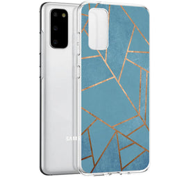 Design hoesje voor de Samsung Galaxy S20 - Grafisch Koper / Blauw