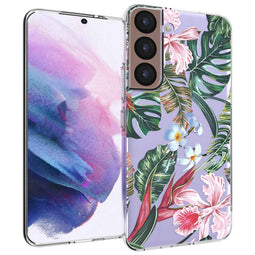 Design hoesje voor de Samsung Galaxy S22 - Jungle - Groen / Roze