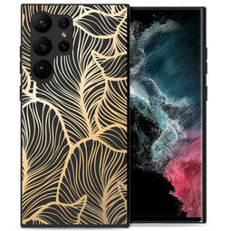 Design hoesje voor de Samsung Galaxy S23 Ultra - Bladeren / Zwart