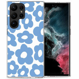 Design hoesje voor de Samsung Galaxy S23 Ultra - Retro Blue Flowers
