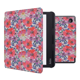 Design Slim Hard Case Sleepcover Bookcase met stand Kobo Sage / Tolino Epos 3 - Flower Watercolor