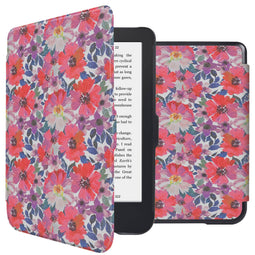 Design Slim Hard Case Sleepcover Bookcase voor de Kobo Clara 2E / Tolino Shine 4 - Flower Watercolor