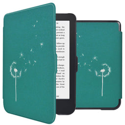 Design Slim Hard Case Sleepcover Bookcase voor de Kobo Clara 2E / Tolino Shine 4 - Green Dandelion