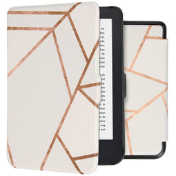 Design Slim Hard Case Sleepcover Bookcase voor de Kobo Clara 2E / Tolino Shine 4 - White Graphic