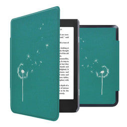 Design Slim Hard Case Sleepcover Bookcase voor de Kobo Nia - Green Dandelion