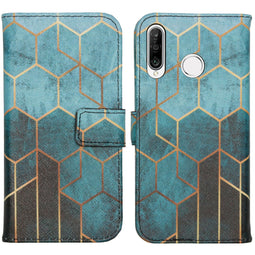 Design Softcase Bookcase voor de Huawei P30 Lite - Green Honeycomb