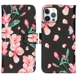 Design Softcase Bookcase voor de iPhone 12 (Pro) - Blossom Watercolor Black