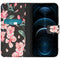 Design Softcase Bookcase voor de iPhone 12 (Pro) - Blossom Watercolor Black