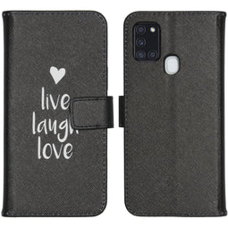 Design Softcase Bookcase voor de Samsung Galaxy A21s - Live Laugh Love