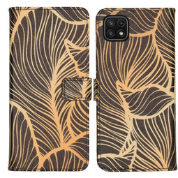 Design Softcase Bookcase voor de Samsung Galaxy A22 (5G) - Golden Leaves