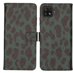 Design Softcase Bookcase voor de Samsung Galaxy A22 (5G) - Green Leopard