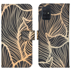 Design Softcase Bookcase voor de Samsung Galaxy A71 - Golden Leaves