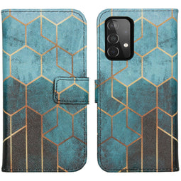 Design Softcase Bookcase voor de Samsung Galaxy A72 - Green Honeycomb