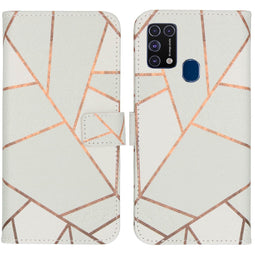 Design Softcase Bookcase voor de Samsung Galaxy M31 - White Graphic