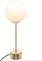 Design tafellamp goud met witte glasbol hoogte 43cm