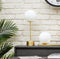 Design tafellamp goud met witte glasbol hoogte 43cm