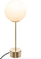 Design tafellamp goud met witte glasbol hoogte 43cm