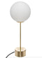 Design tafellamp goud met witte glasbol hoogte 43cm