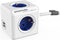 DesignNest PowerCube Extended DUO USB - 1,5 meter kabel - wit/blauw- 4 stopcontacten - 2 USB laders - Type F - stekkerdoos - stekkerblok - telefoonlader - oplader