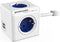 DesignNest PowerCube Extended DUO USB - 1,5 meter kabel - wit/blauw- 4 stopcontacten - 2 USB laders - Type F - stekkerdoos - stekkerblok - telefoonlader - oplader