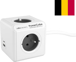 DesignNest - PowerCube Oroginal Duo USB (A + C) - 4 stopcontacten - 2 USB laders (A + C) - Type E (België) - (ter uitbreiding van de PowerCubes Extended modellen met kabel)