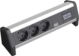 Desk Power Strip 3x stroom + 2x dataDesk Power Strip 3x stroom + 2x data met stroomkabel van 5 meter