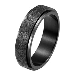 Despora - Anxiety Ring - (Glitter) - Stress Ring - Fidget Ring - Draaibare Ring - Spinning Ring - Spinner Ring - Zwartkleurig RVS - (16.75 mm / maat 53)