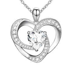 Despora - Ketting - Hartjes ketting - Hartjes ketting voor liefde - Hartje - Koppelketting - Ketting dames - Ketting Dames Zilver - Valentijn- Liefdes Cadeau - Zirkonia - Zilver 925 (Groot hart)