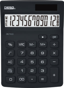 DESQ® | Bureau Rekenmachine | 12 Cijfers| Compact | Zwart | New Generation
