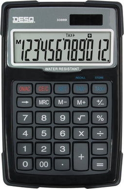DESQ® Bureau Rekenmachine | 12 Cijfers | Large |Water & Stof bestendig | BTW | Heavy Duty