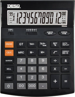 DESQ® | Bureau Rekenmachine groot | 12 Cijfers | XLarge | TAX | COST-SELL-MAR | CHECK&CORRECT