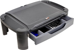 DESQ® Monitorverhoger | Tablet Houder | 3 Hoogte Standen | Opberglade | Xlarge | Zwart