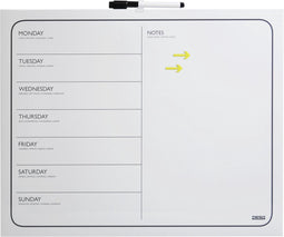 DESQ® Weekplanner - Whiteboard 40 x 50 cm - Verticale indeling - Randloos - Whiteboardmarker - Magnetisch - Magnetische pijlen - Droog uitwisbaar - Nederlands