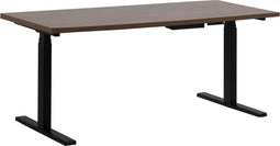 DESTIN II - Verstelbaar bureau - Donkerhout/Zwart - 180 cm - Spaanplaat