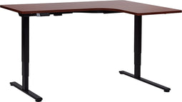 DESTINES - Elektrisch bureau - Zwart/Donkerhout - Rechts - Vezelplaat