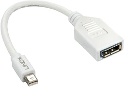 LINDY 41021 - DisplayPort / Mini-DisplayPort Adapterkabel - 360 graden afscherming - Wit 15 cm