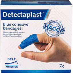 Detectaplast Pleisterset 7st, zelfklevend verband voor wonden en verrekkingen, steriele blauwe pleisterrol voor voedselverwerking, volgens HACCP en BRC, waterdicht