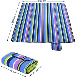 DETEX Picknickkleed 200x200cm XXL Waterdicht Geïsoleerd Opvouwbaar Strepen