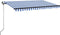 vidaXL - Luifel - handmatig - uittrekbaar - met - LED - 450x350 - cm - blauw - en - wit