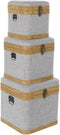 Set decoratieve dozen DKD Home Decor Grijs Hout Polyester (3 pcs)