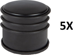 Deurstop zwart 7,7 cm hoog - set van 5